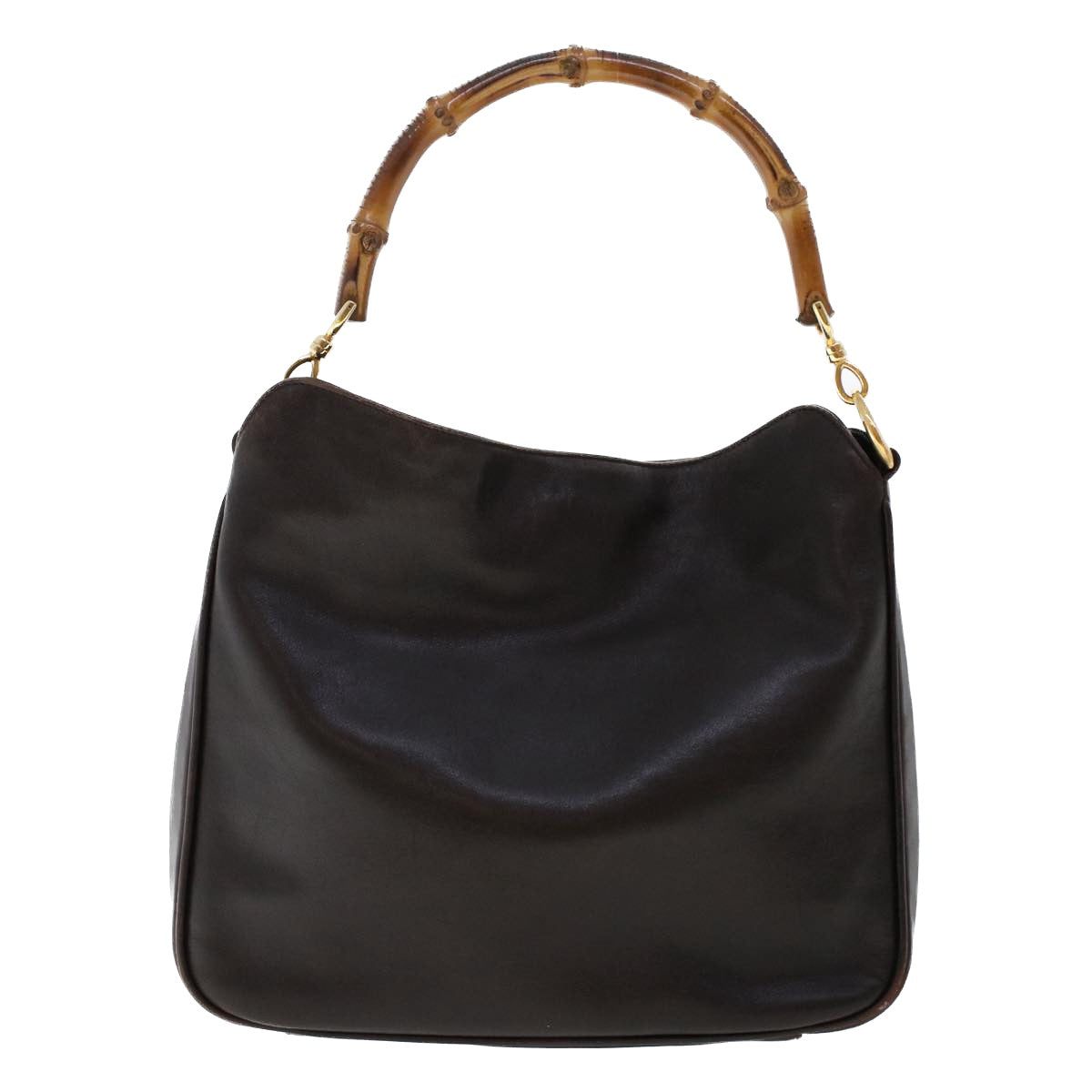GUCCI Bamboo Hand Bag Leather 2way Dark Brown 01 1638 200047 49450