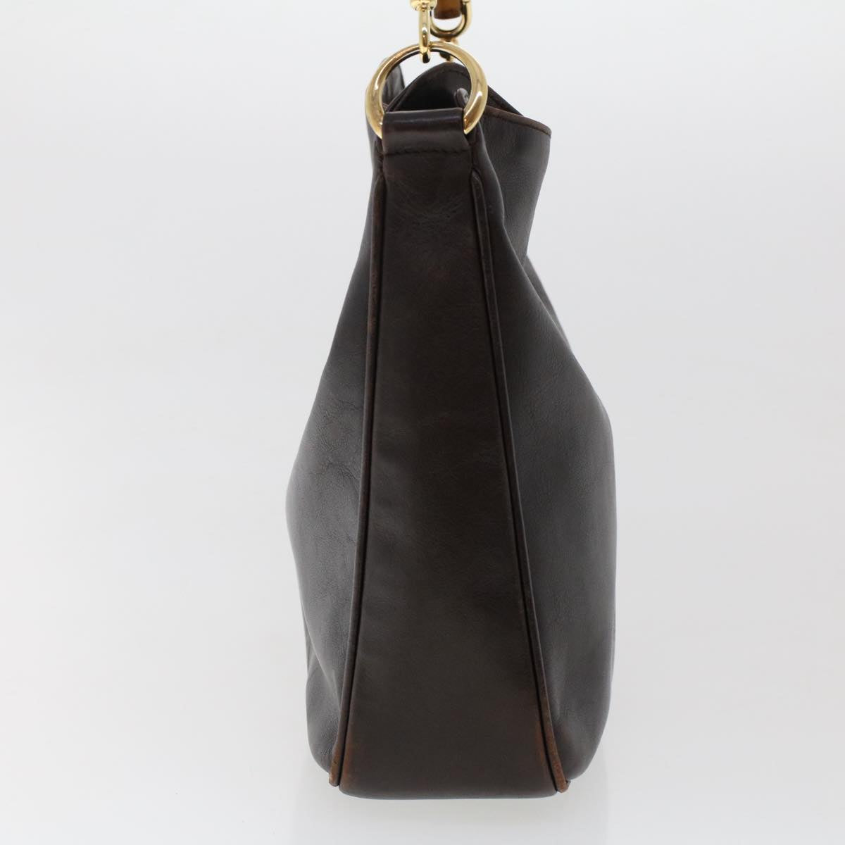 GUCCI Bamboo Hand Bag Leather 2way Dark Brown 01 1638 200047 49450