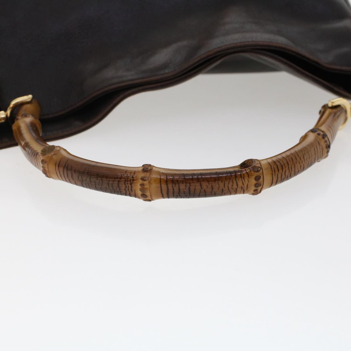 GUCCI Bamboo Hand Bag Leather 2way Dark Brown 01 1638 200047 49450