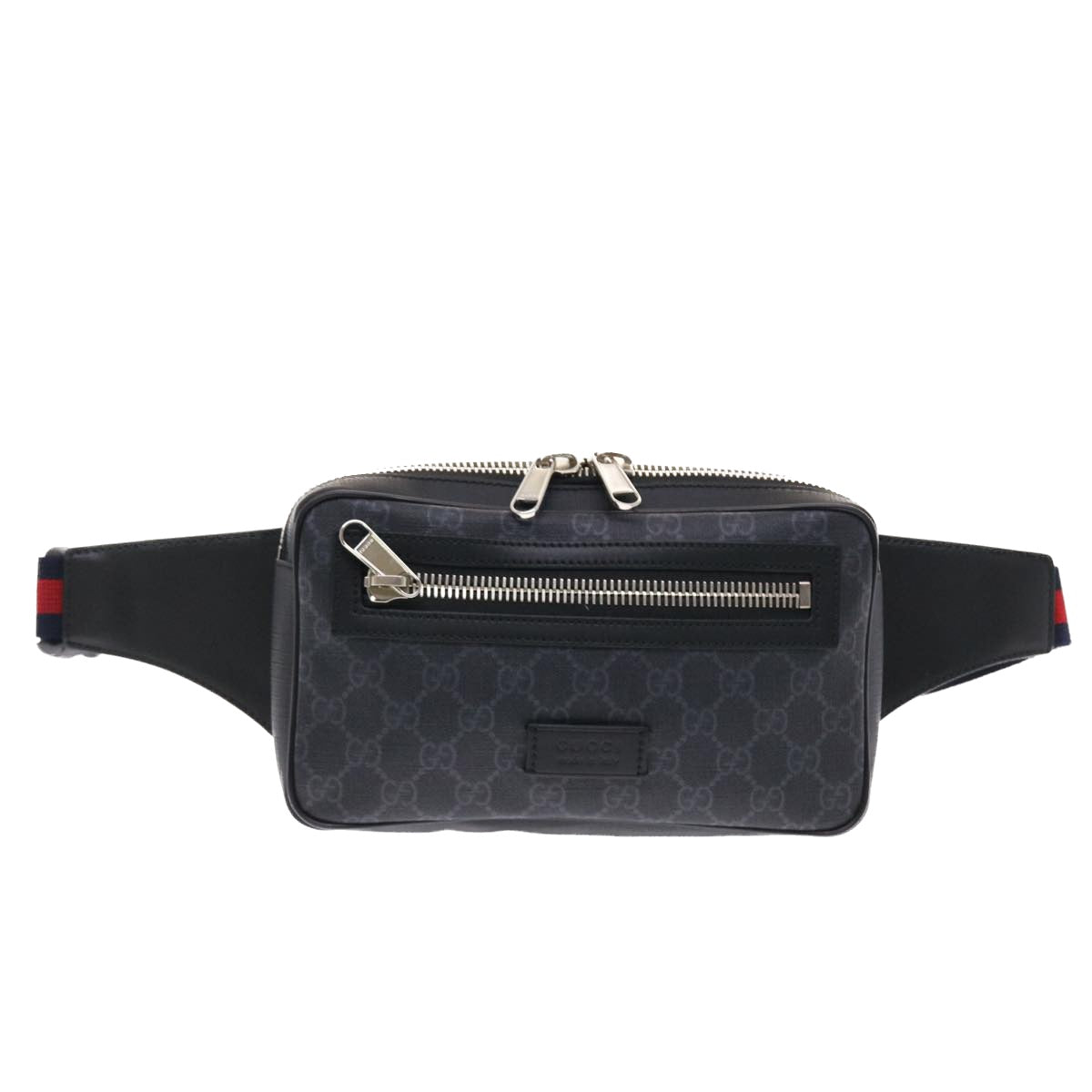 GUCCI GG Supreme Sherry Line Body Bag Black Red Navy 474293 49481A
