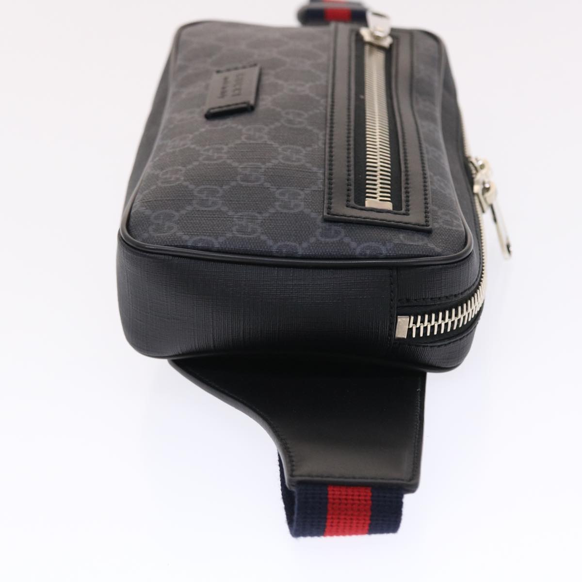 GUCCI GG Supreme Sherry Line Body Bag Black Red Navy 474293 49481A