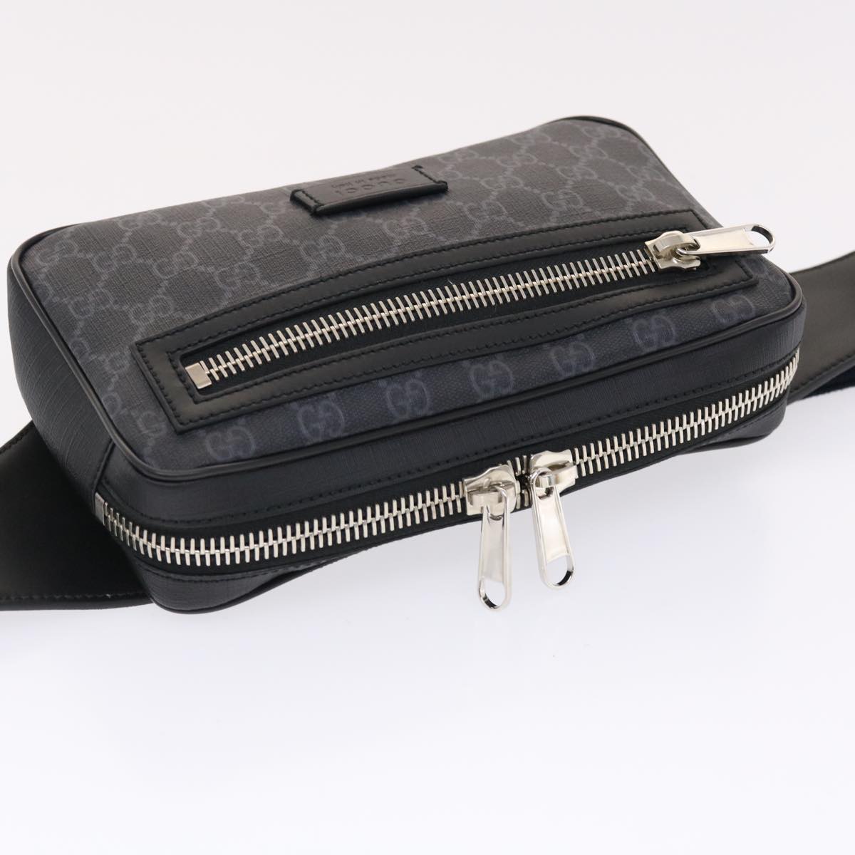 GUCCI GG Supreme Sherry Line Body Bag Black Red Navy 474293 49481A