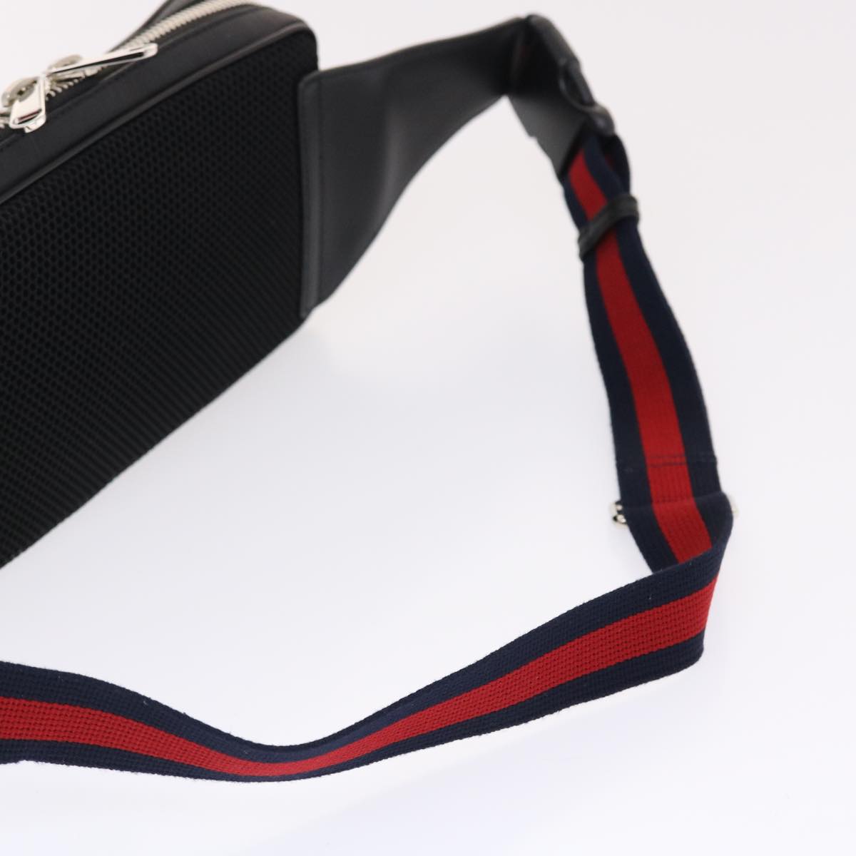GUCCI GG Supreme Sherry Line Body Bag Black Red Navy 474293 49481A