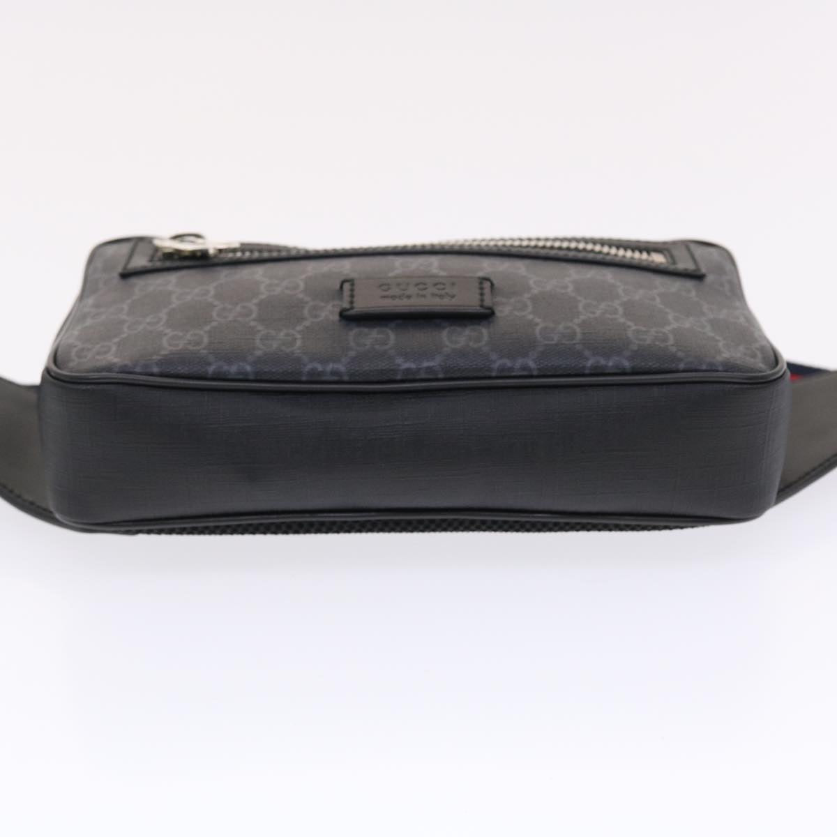 GUCCI GG Supreme Sherry Line Body Bag Black Red Navy 474293 49481A
