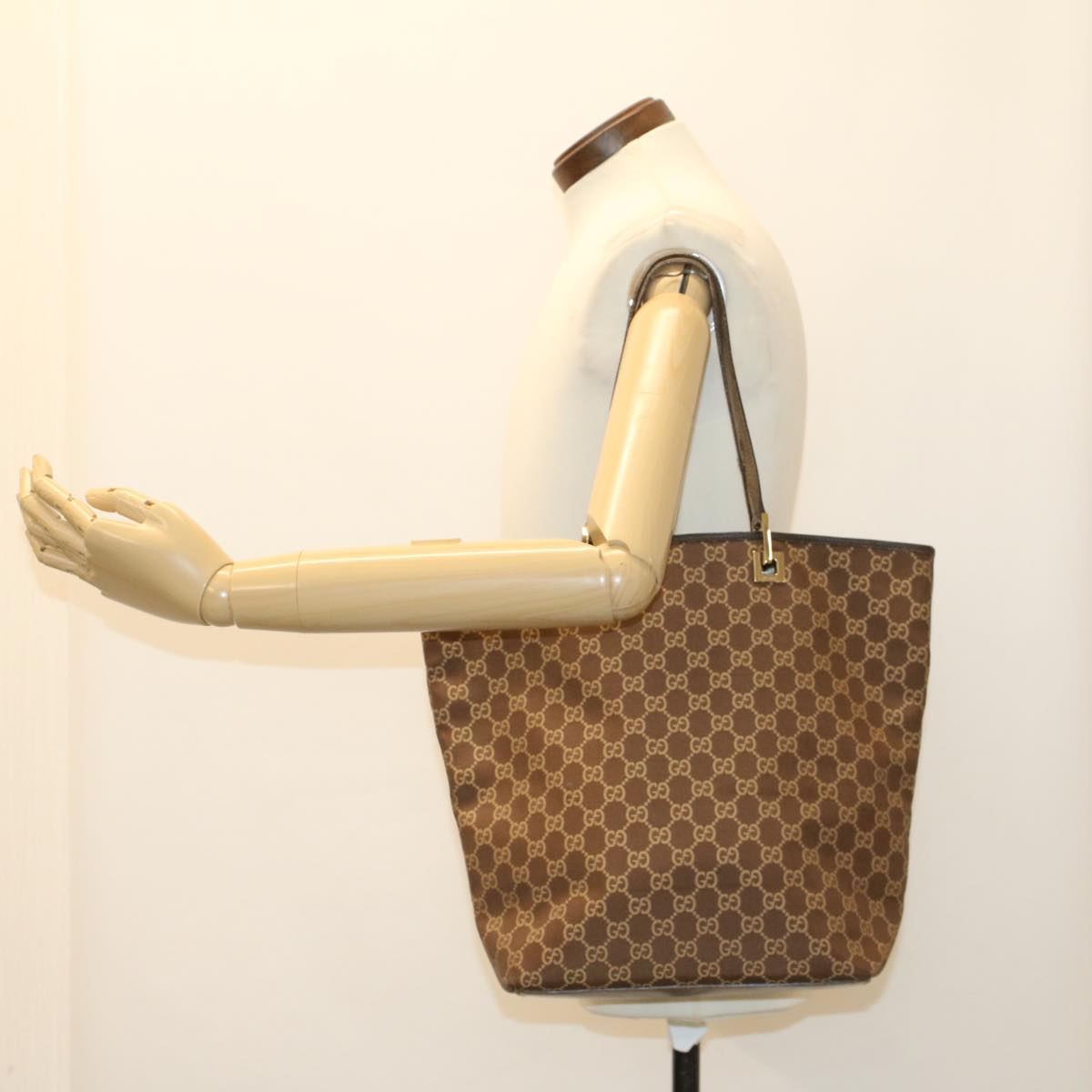 GUCCI GG Canvas Tote Bag Brown 49596