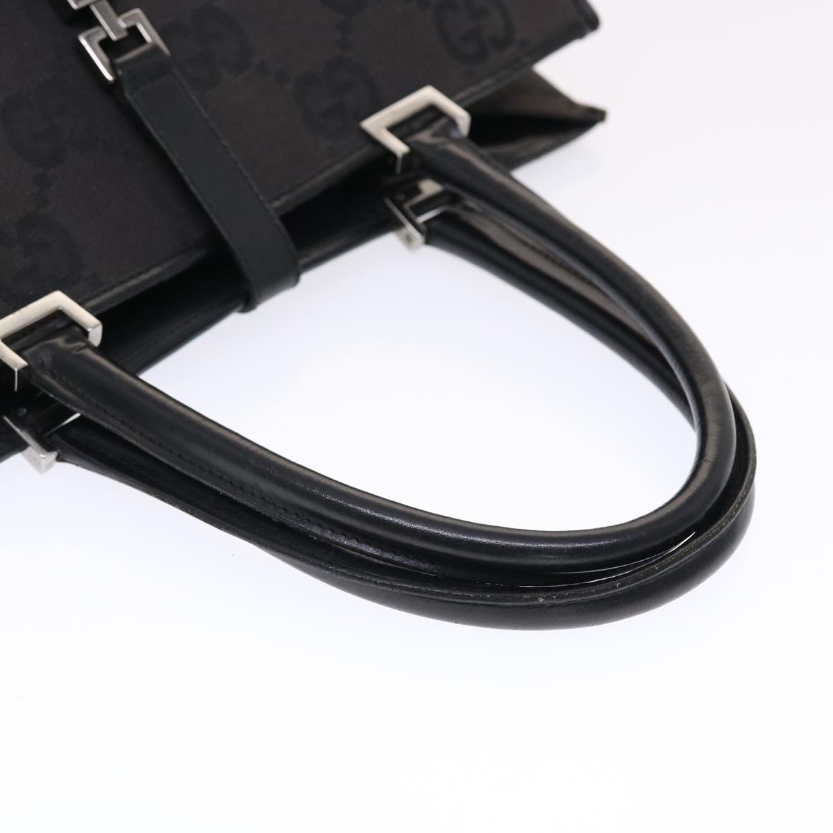 GUCCI GG Canvas Jackie Tote Bag Leather Black 00210643444 49600