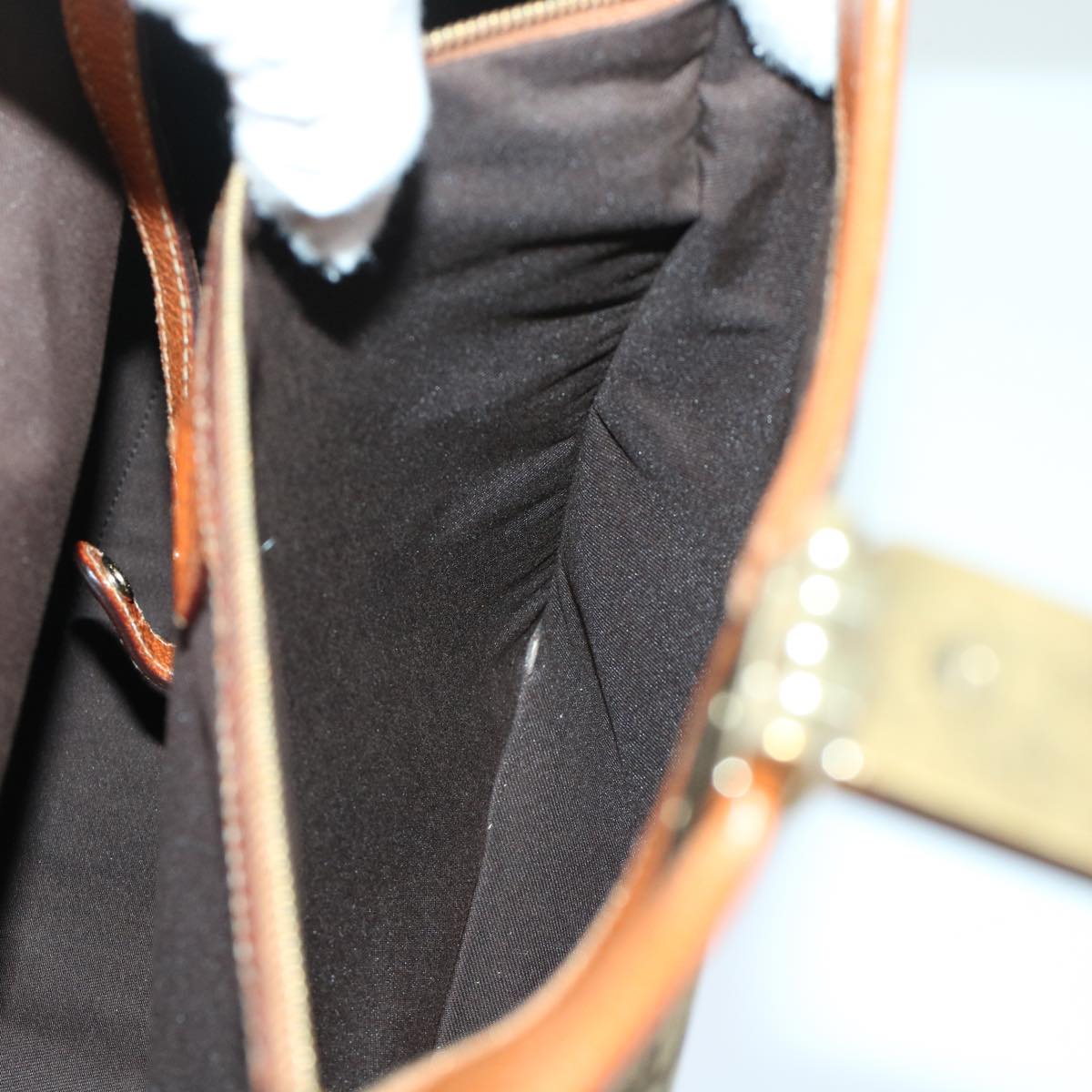 GUCCI GG Canvas Tote Bag Leather Beige 145769 49602