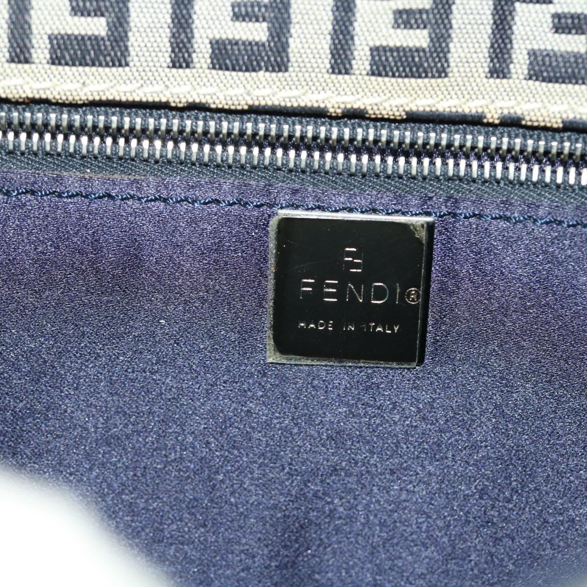 FENDI Zucchino Canvas Mamma Baguette Shoulder Bag Navy 49779