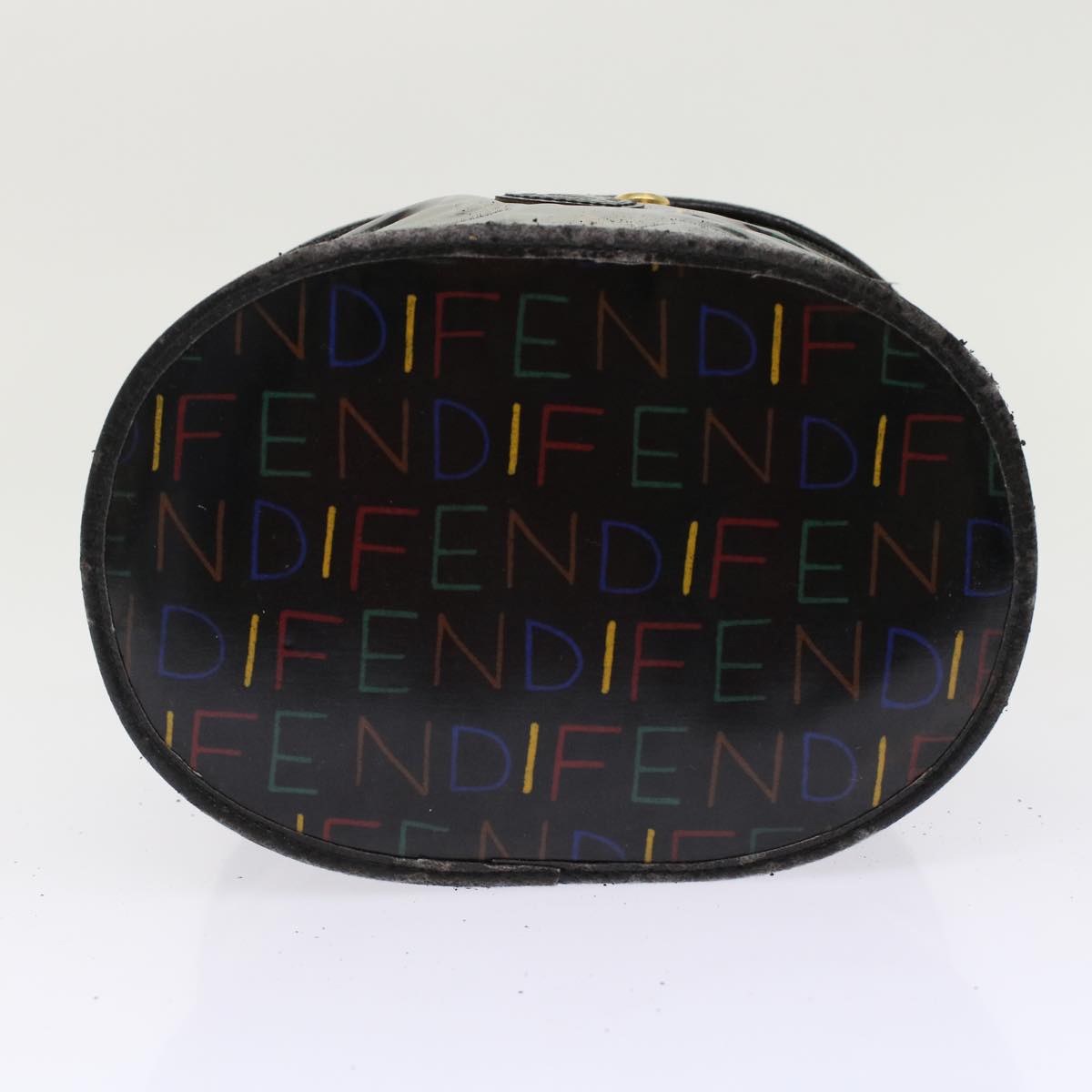 FENDI Vanity Cosmetic Pouch Enamel Black Multicolor 49780