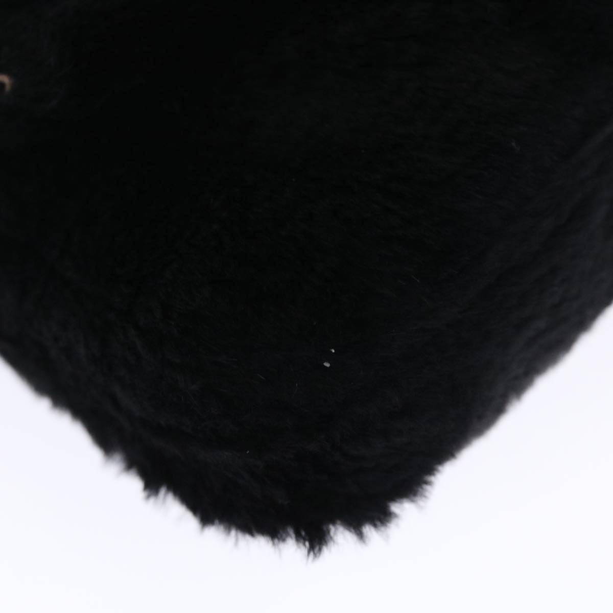 FENDI Mamma Baguette Shoulder Bag Fur Black 49782