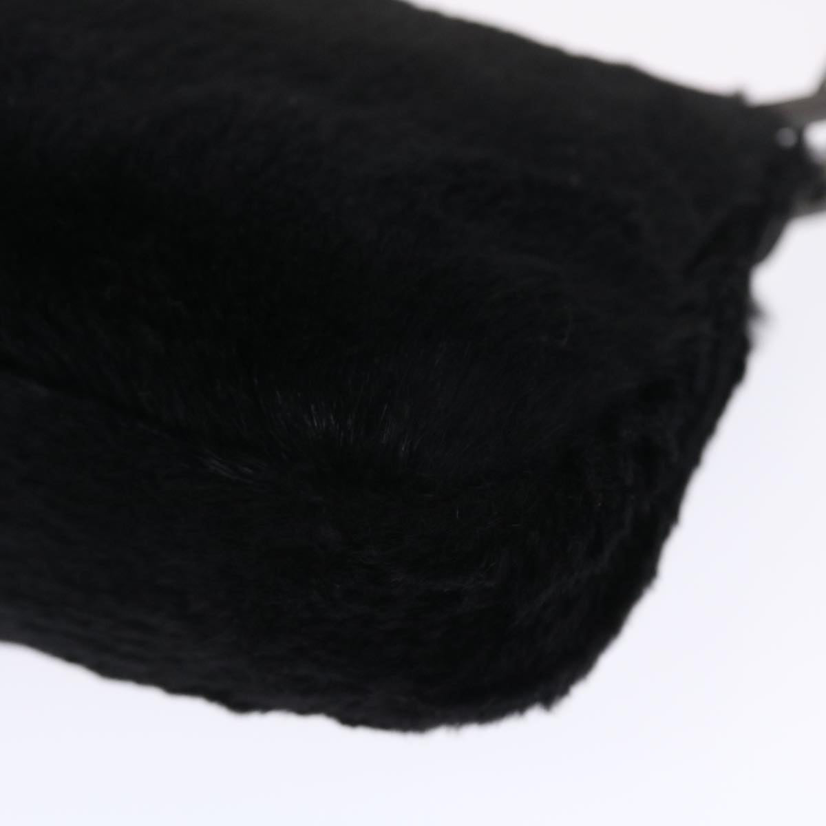 FENDI Mamma Baguette Shoulder Bag Fur Black 49782