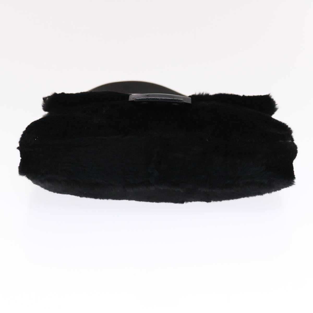 FENDI Mamma Baguette Shoulder Bag Fur Black 49782