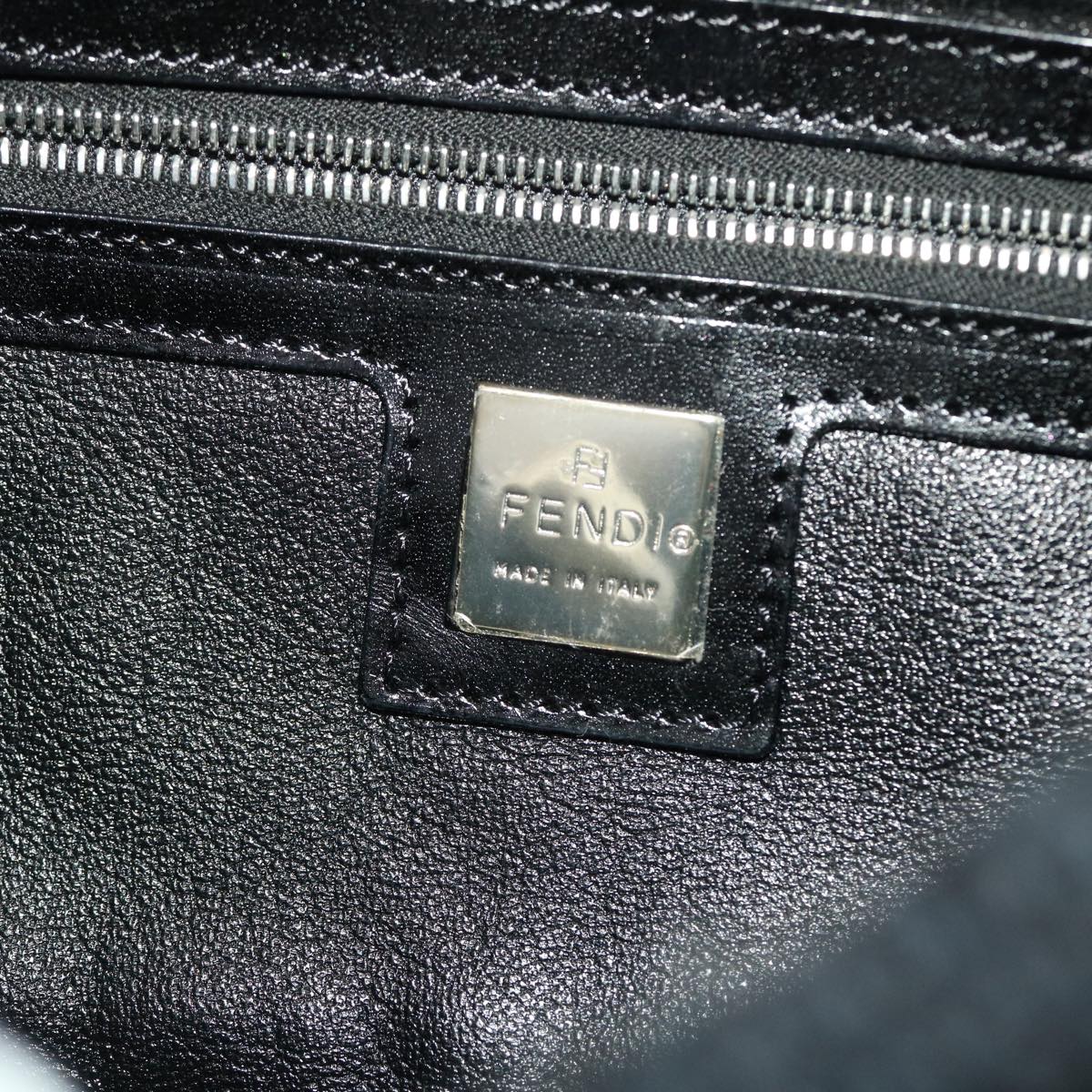 FENDI Mamma Baguette Shoulder Bag Wool Black 49783