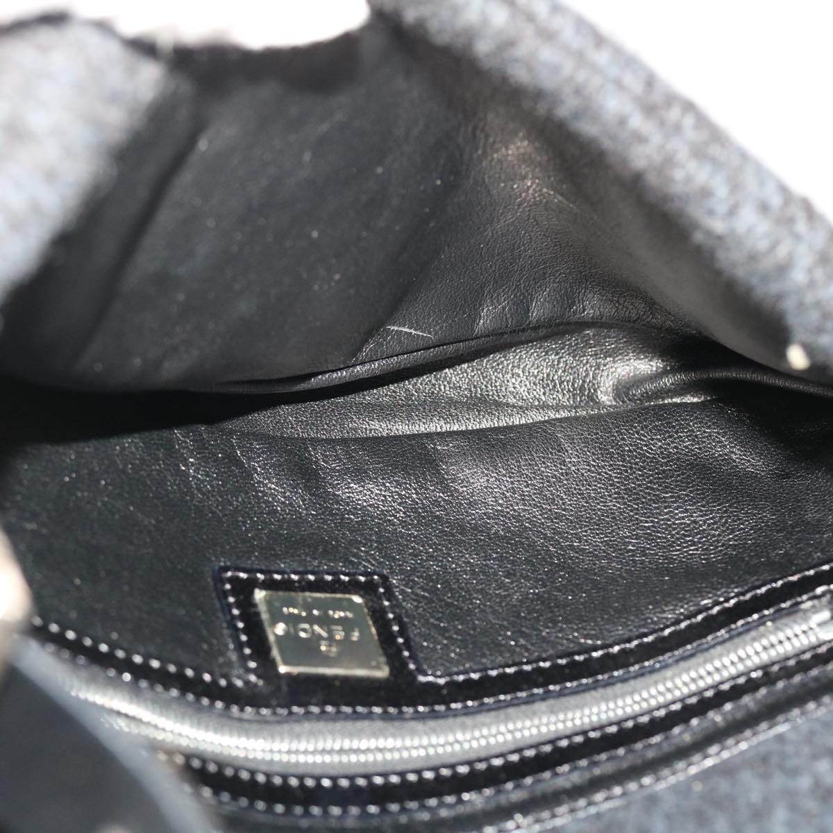 FENDI Mamma Baguette Shoulder Bag Wool Black 49783