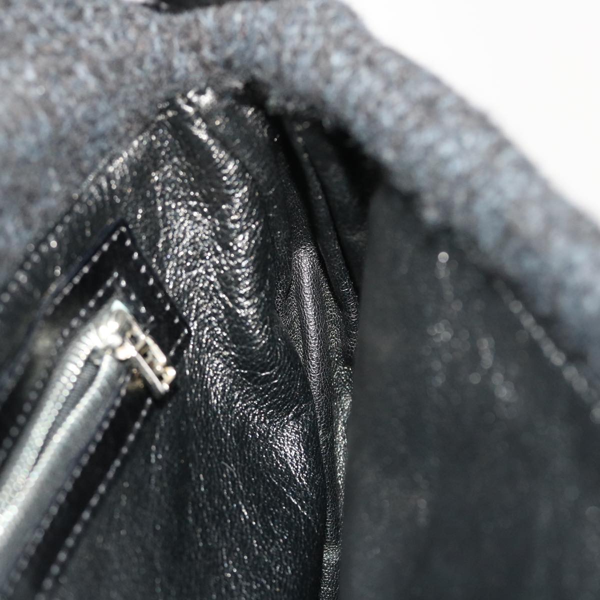 FENDI Mamma Baguette Shoulder Bag Wool Black 49783