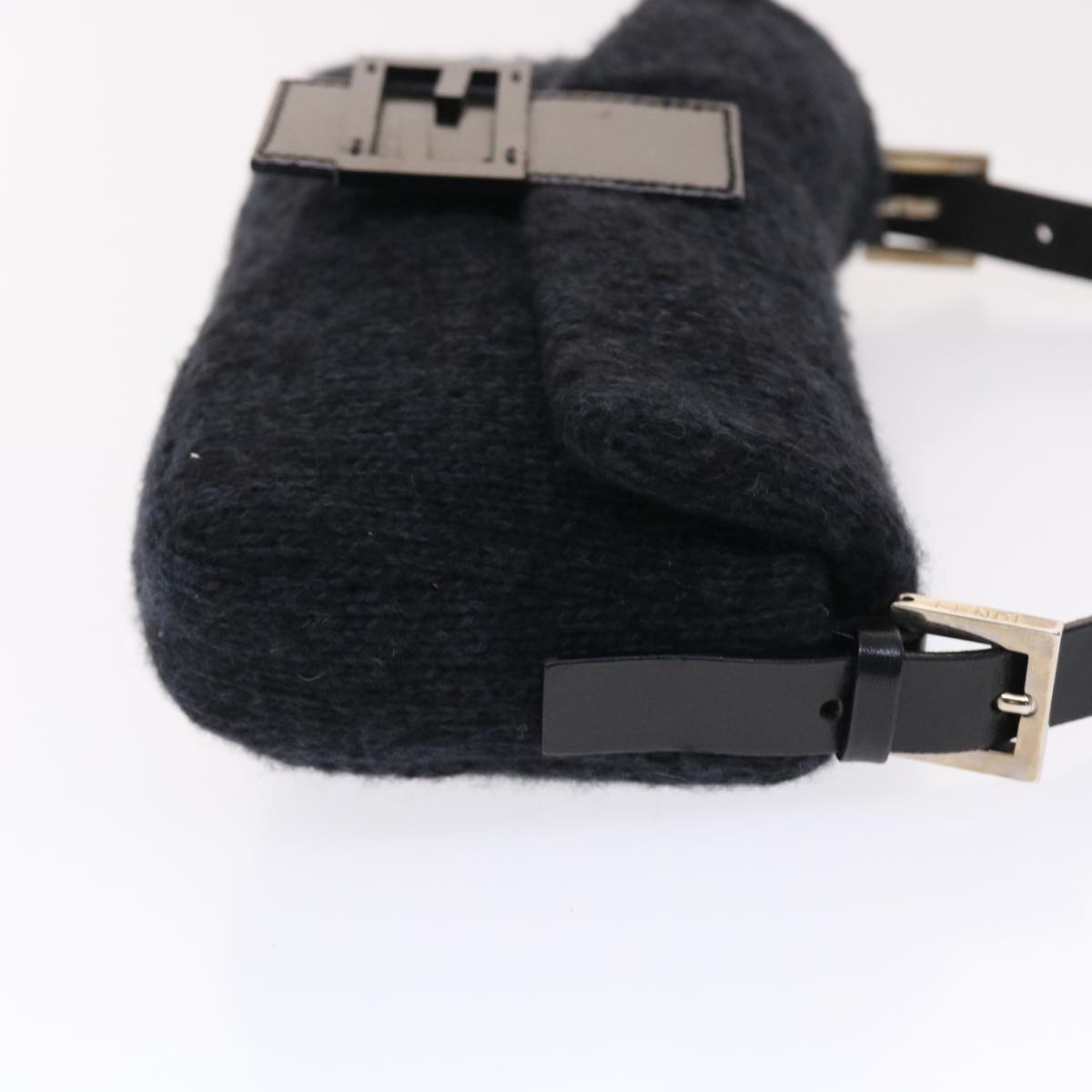FENDI Mamma Baguette Shoulder Bag Wool Black 49783