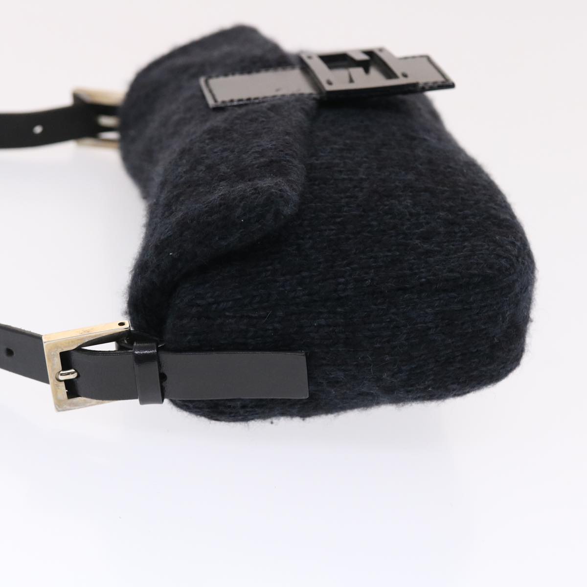 FENDI Mamma Baguette Shoulder Bag Wool Black 49783