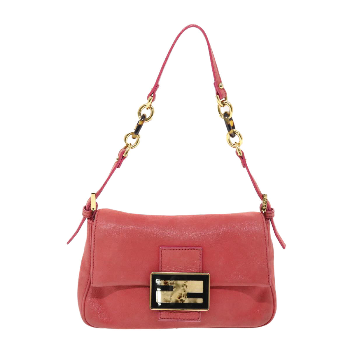 FENDI Mamma Baguette Shoulder Bag Leather Pink 49784