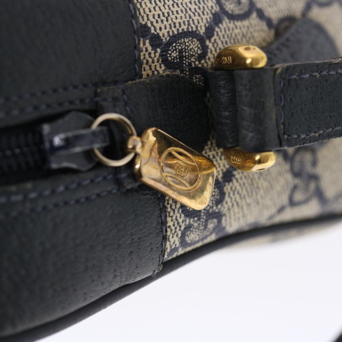 GUCCI GG Canvas Sherry Line Shoulder Bag PVC Leather Gray Red Navy 49788