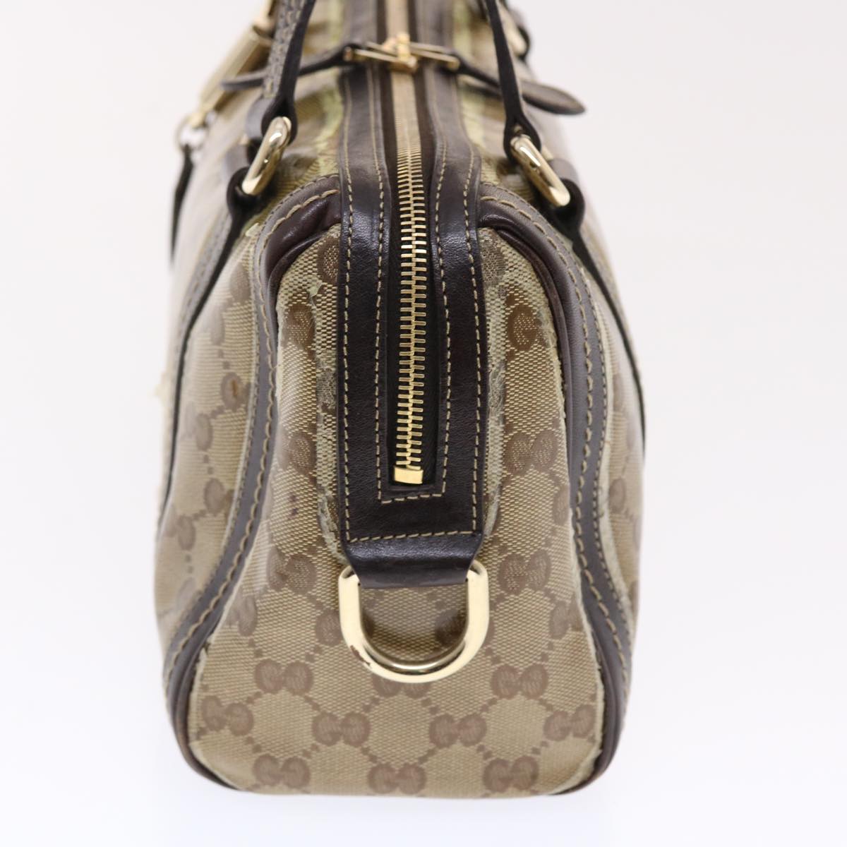 GUCCI GG Crystal Hand Bag Leather Beige 181487 49793