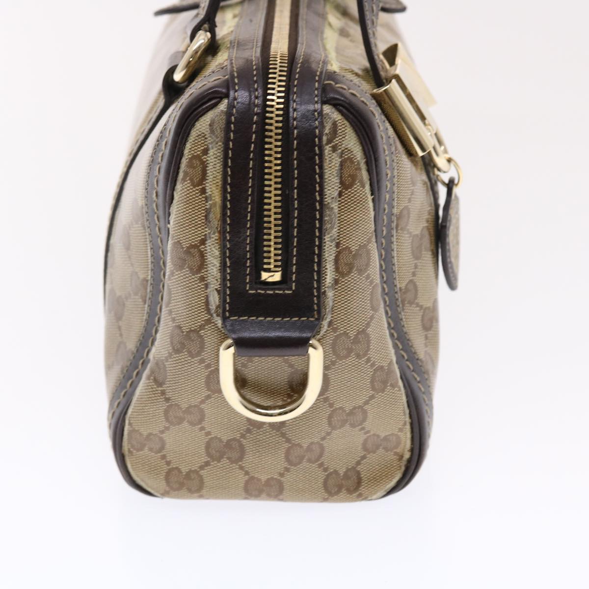 GUCCI GG Crystal Hand Bag Leather Beige 181487 49793