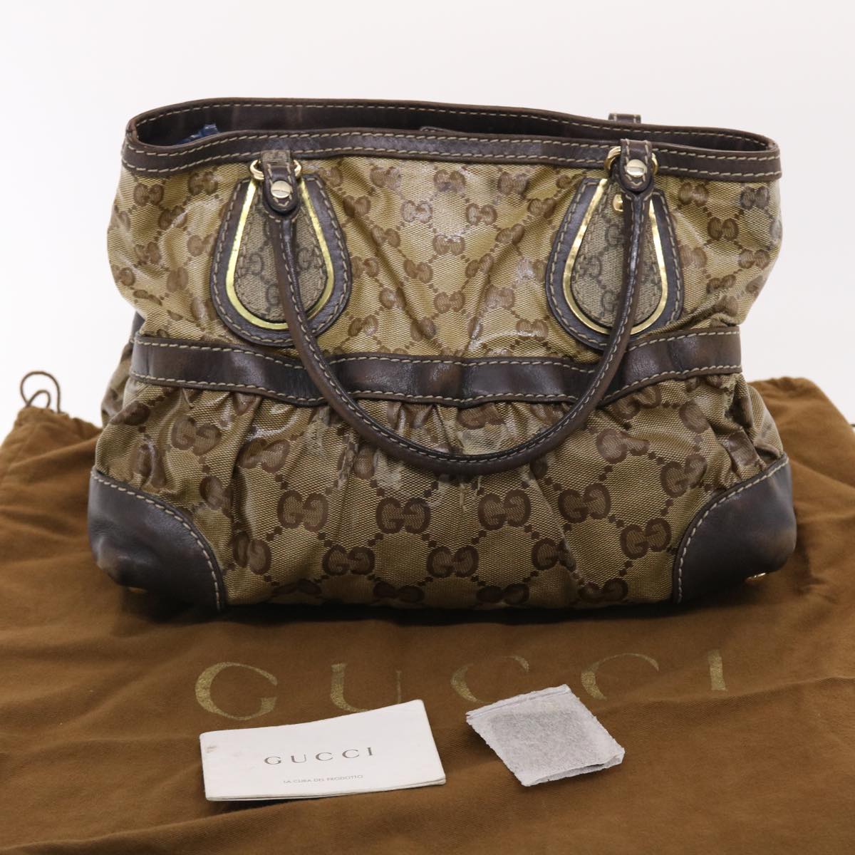 GUCCI GG Crystal Hand Bag Beige 223964 49797