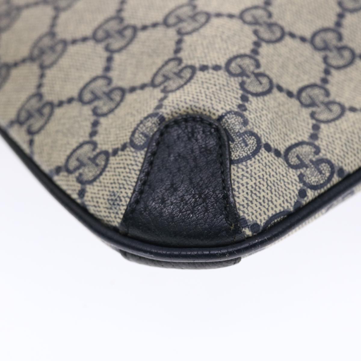 GUCCI GG Canvas Clutch Bag PVC Leather Gray Navy 89 02 075 49798