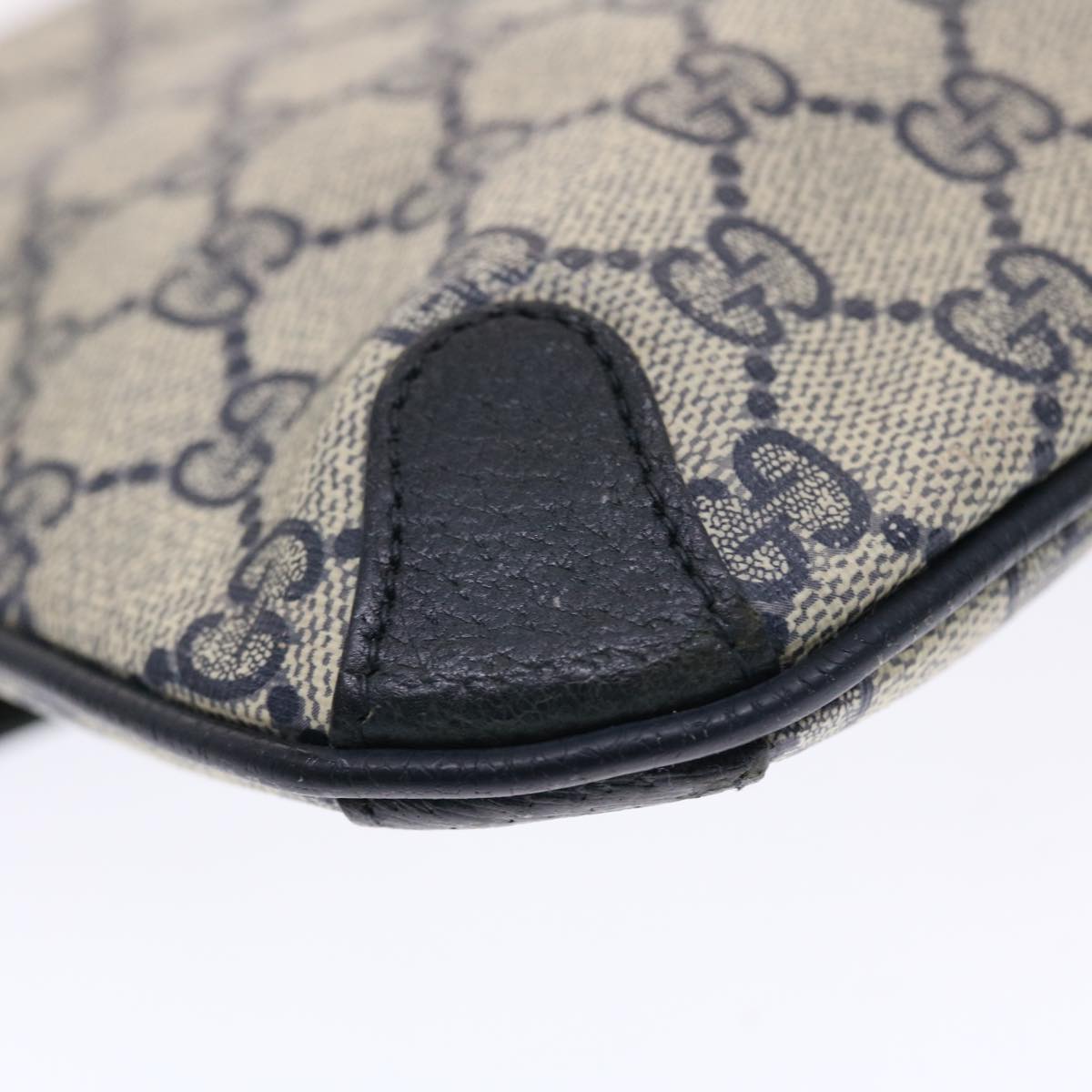 GUCCI GG Canvas Clutch Bag PVC Leather Gray Navy 89 02 075 49798