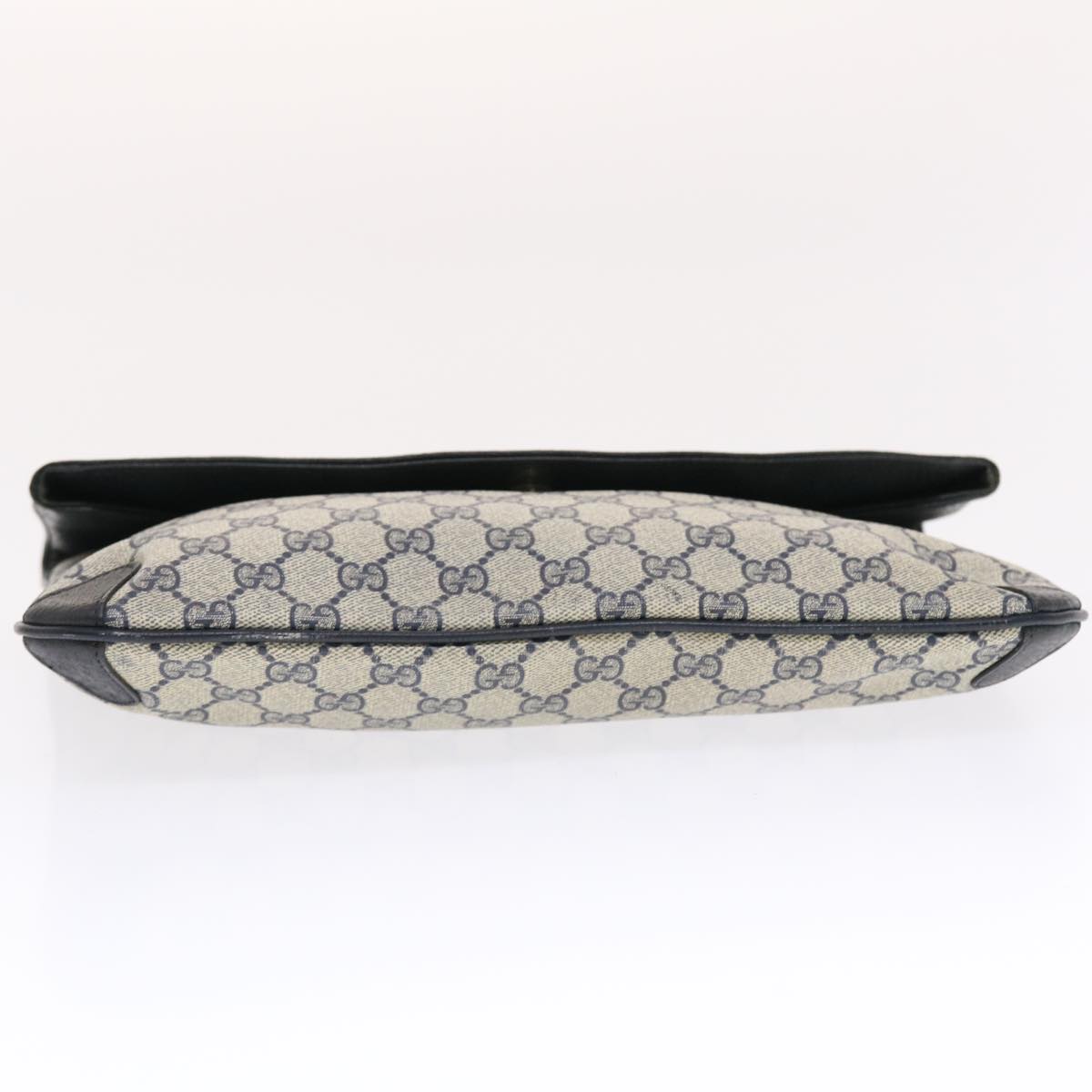 GUCCI GG Canvas Clutch Bag PVC Leather Gray Navy 89 02 075 49798