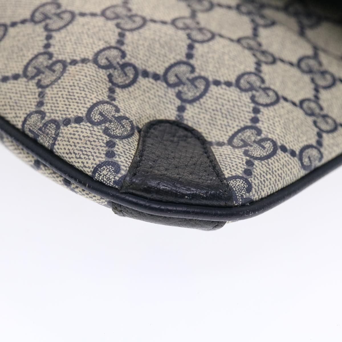 GUCCI GG Canvas Clutch Bag PVC Leather Gray Navy 89 02 075 49798