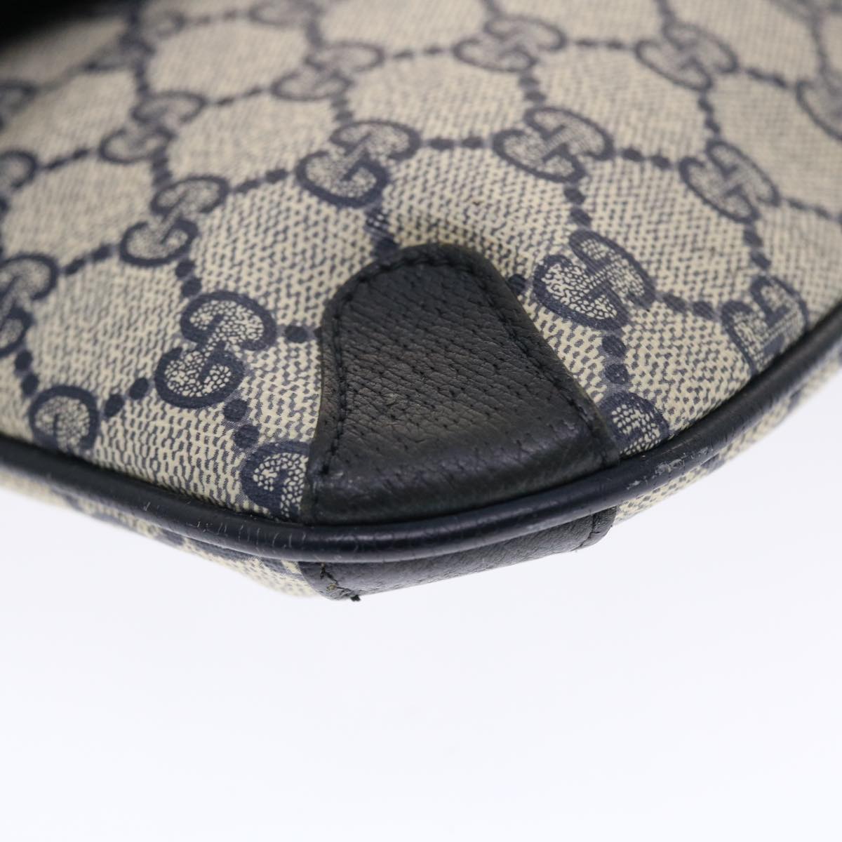 GUCCI GG Canvas Clutch Bag PVC Leather Gray Navy 89 02 075 49798