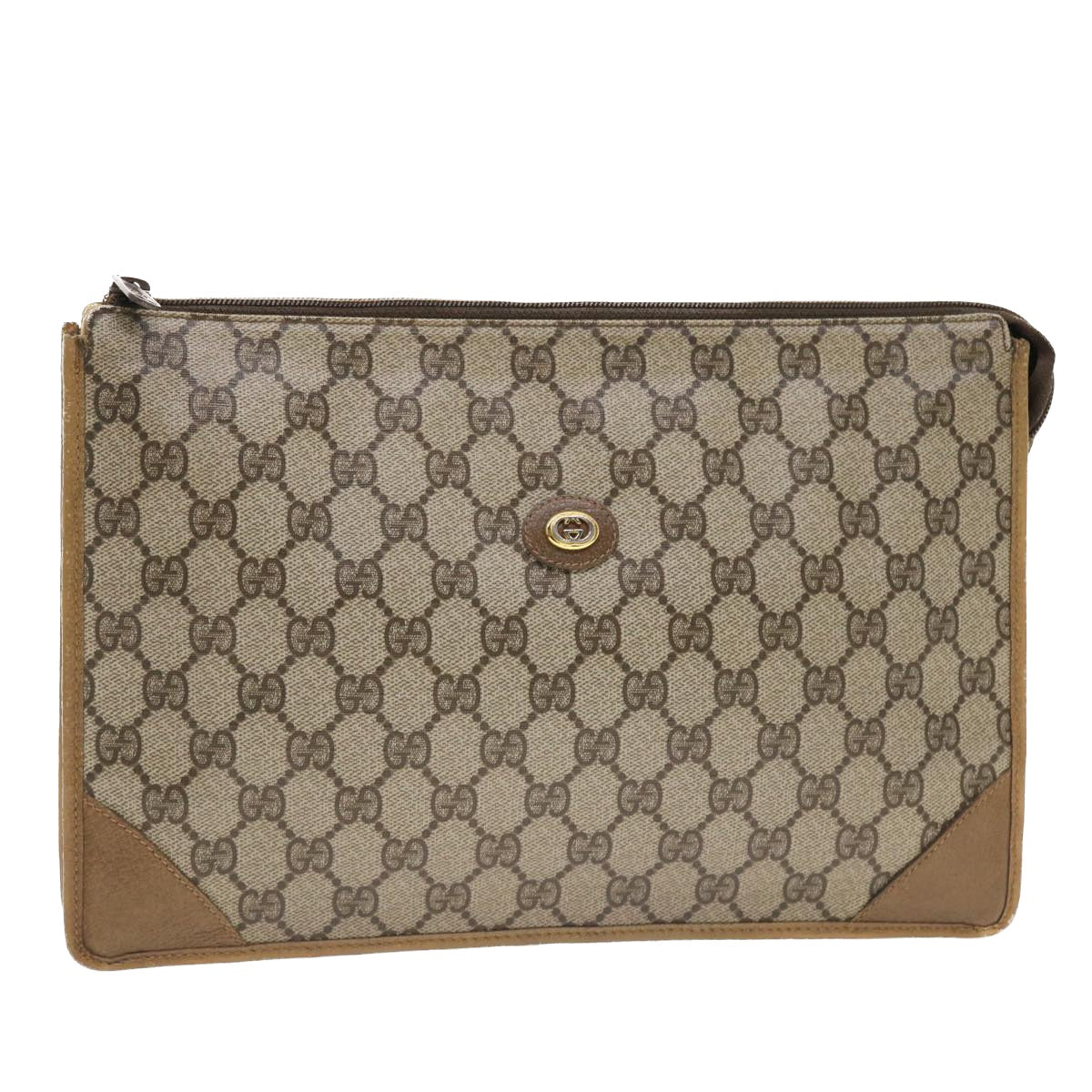 GUCCI GG Canvas Clutch Bag PVC Leather Beige 97 01 029 49799