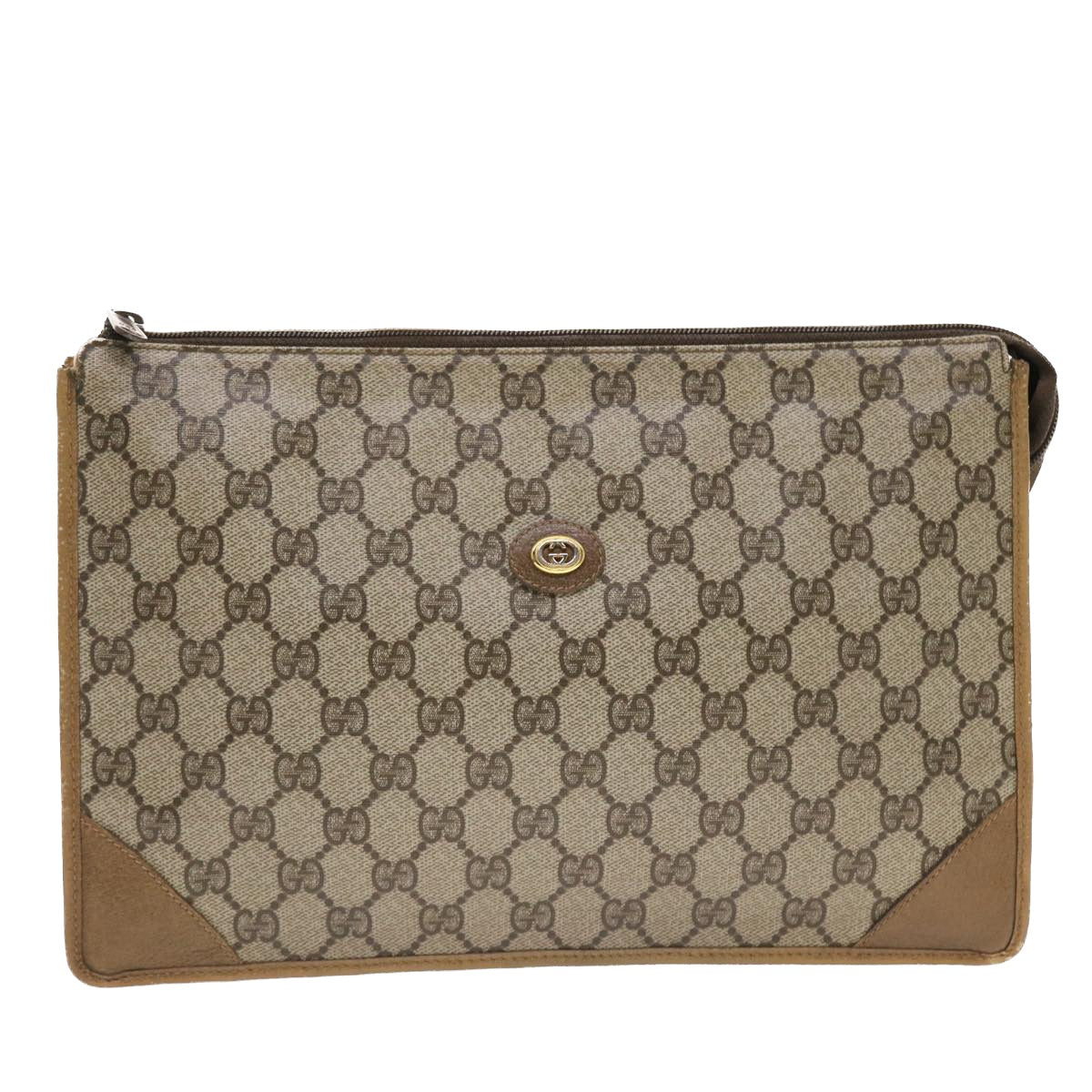 GUCCI GG Canvas Clutch Bag PVC Leather Beige 97 01 029 49799