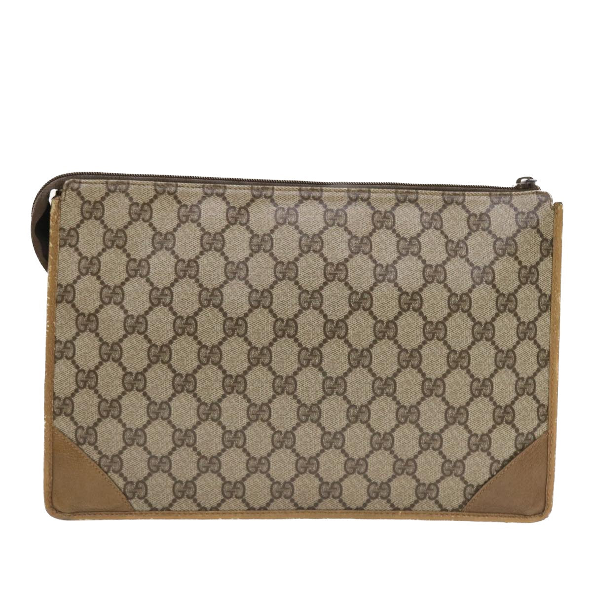 GUCCI GG Canvas Clutch Bag PVC Leather Beige 97 01 029 49799