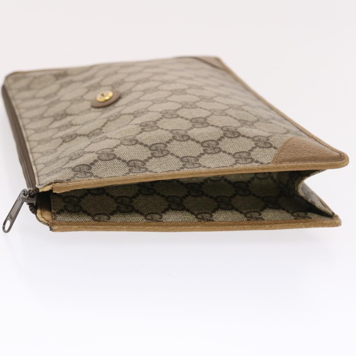 GUCCI GG Canvas Clutch Bag PVC Leather Beige 97 01 029 49799
