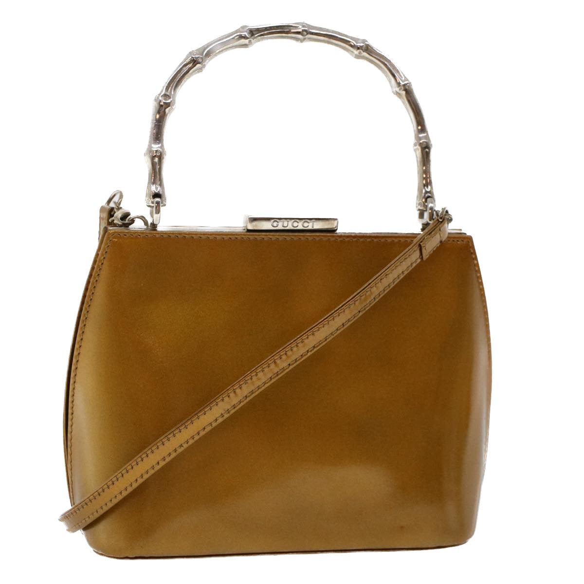 GUCCI Bamboo Shoulder Bag Enamel 2way Brown 005 2046 0322 49800