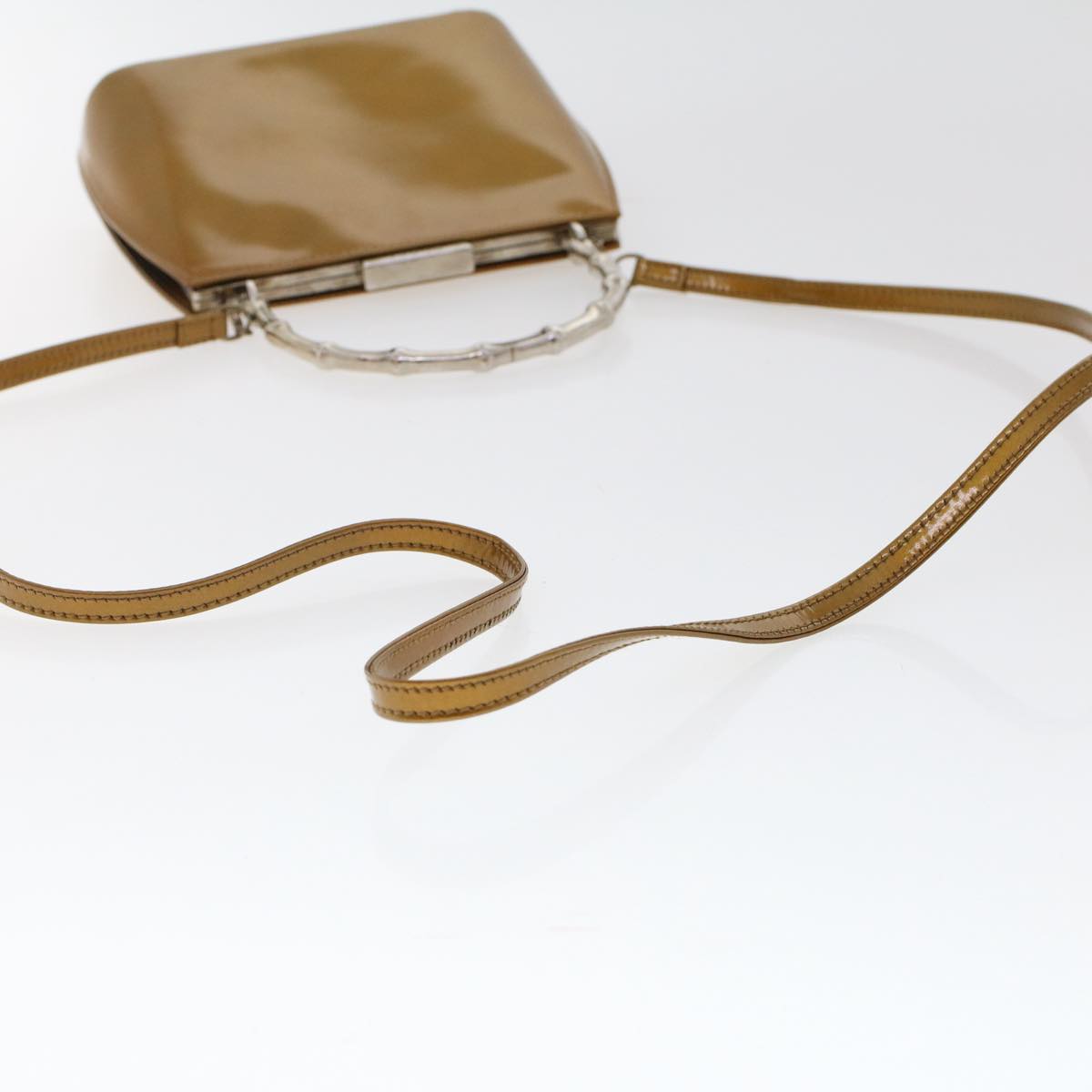 GUCCI Bamboo Shoulder Bag Enamel 2way Brown 005 2046 0322 49800