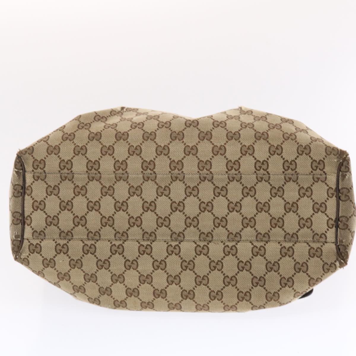 GUCCI GG Canvas Hand Bag Leather Beige 211944 49822