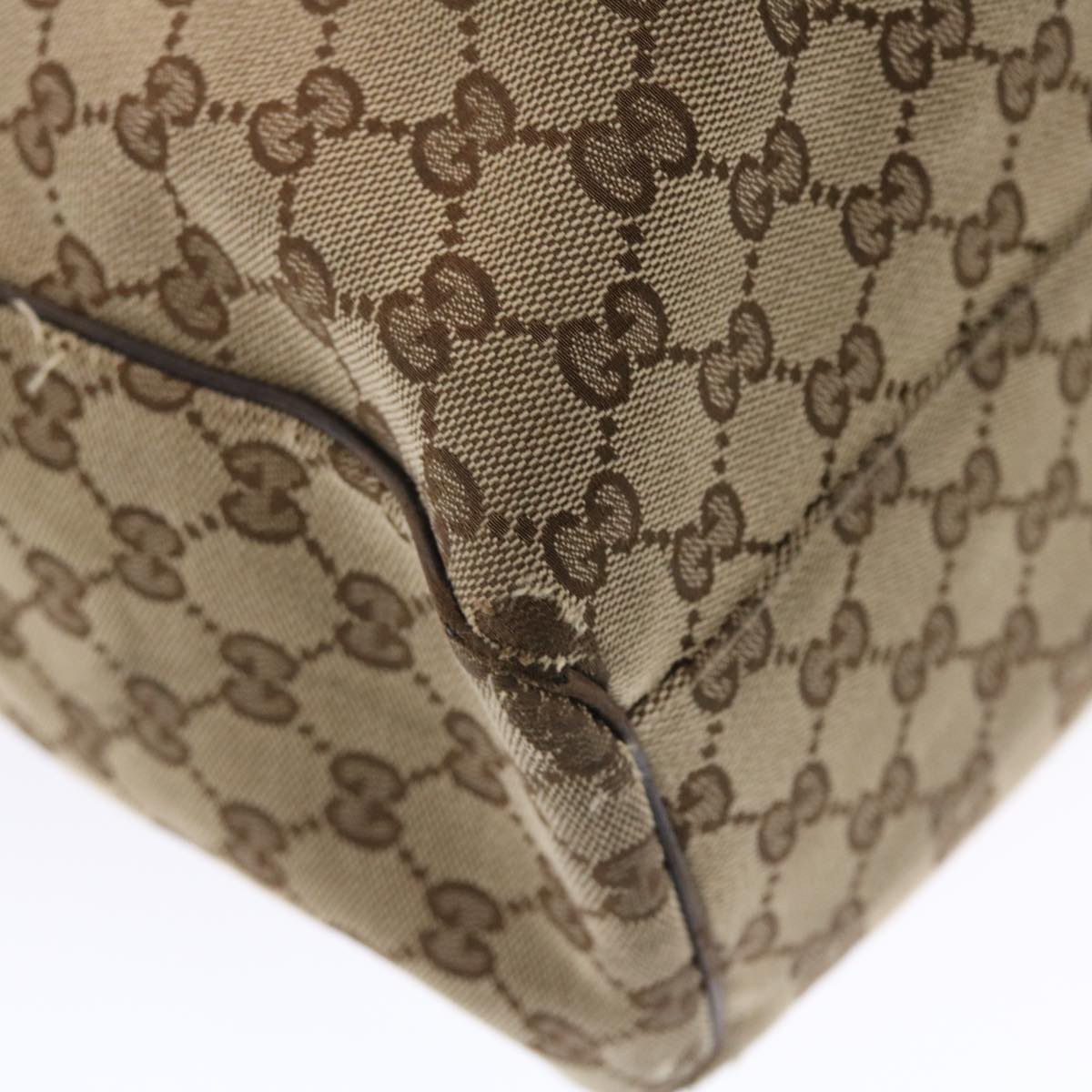 GUCCI GG Canvas Hand Bag Leather Beige 211944 49822