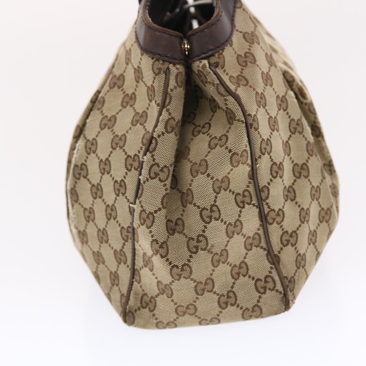 GUCCI GG Canvas Hand Bag Leather Beige 211944 49822