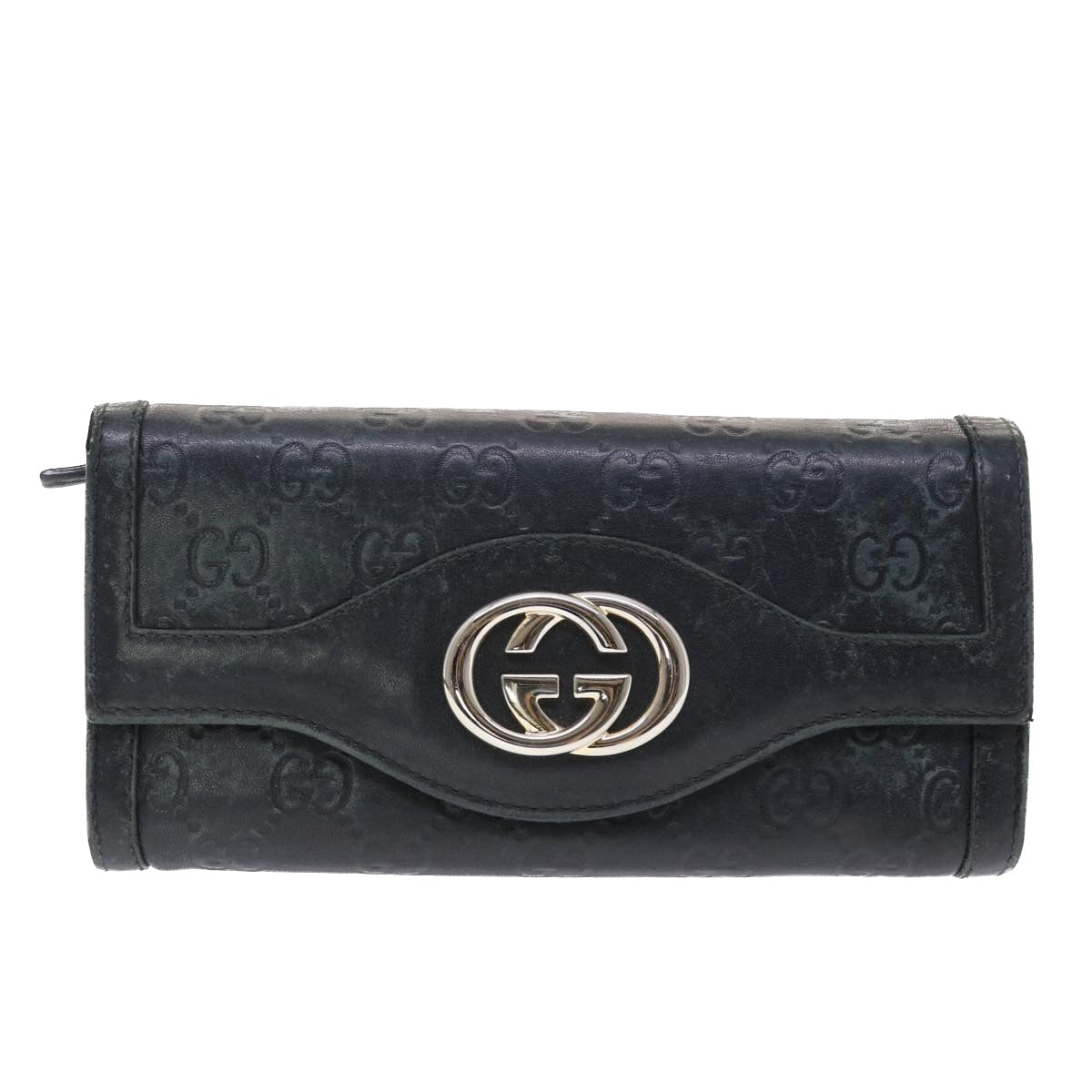 GUCCI GG Canvas Guccissima Long Wallet Black 49845