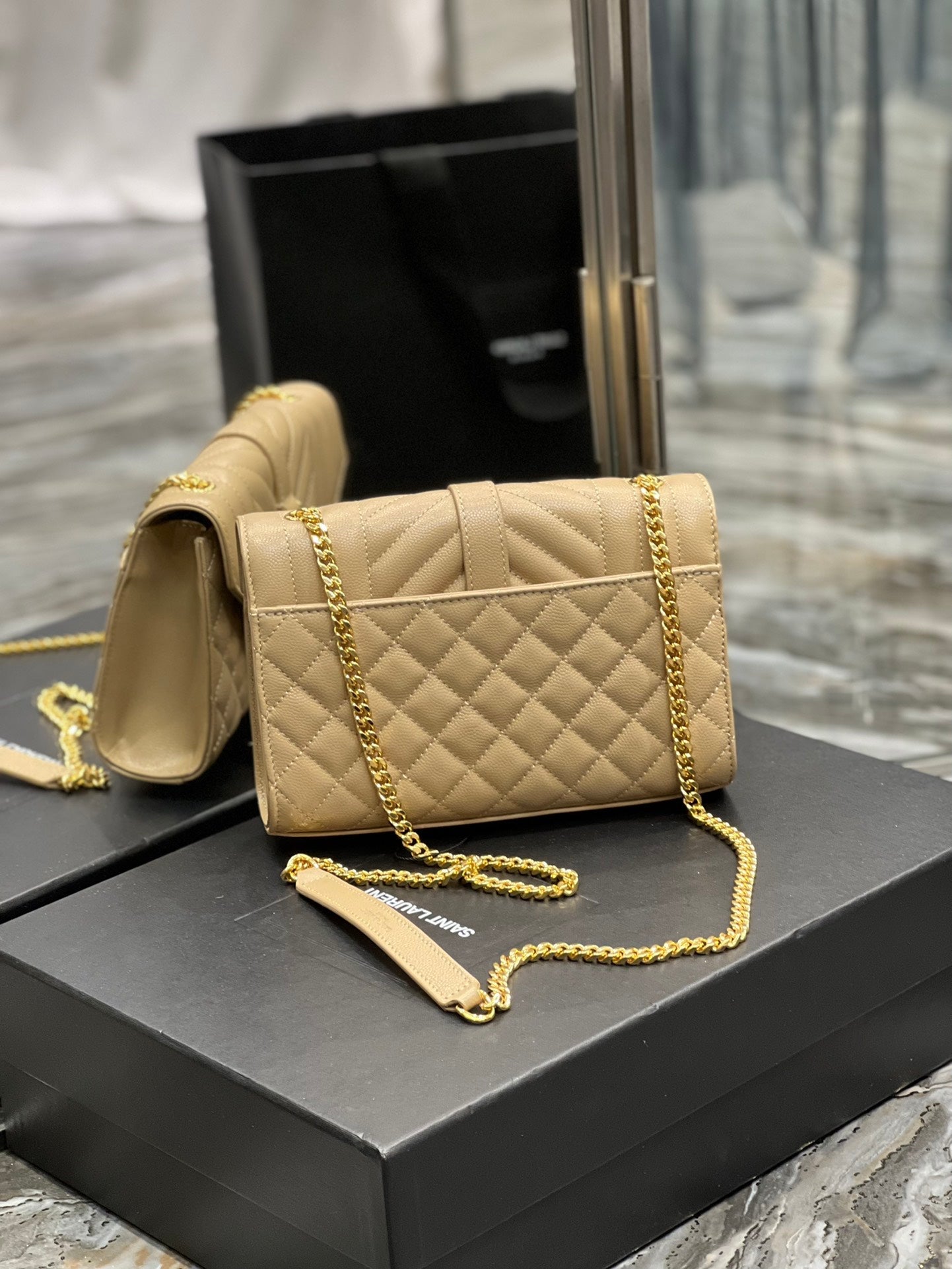 GLAMI Small Bag Dark Beige In Mix Matelasse For Women 8.2in/21cm YSL 600195BOW912721