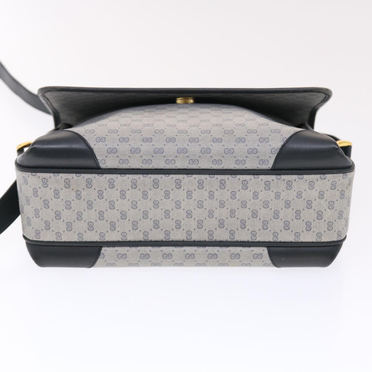GUCCI Micro GG Canvas Shoulder Bag PVC Leather Navy Gray 001.116.0924 49881