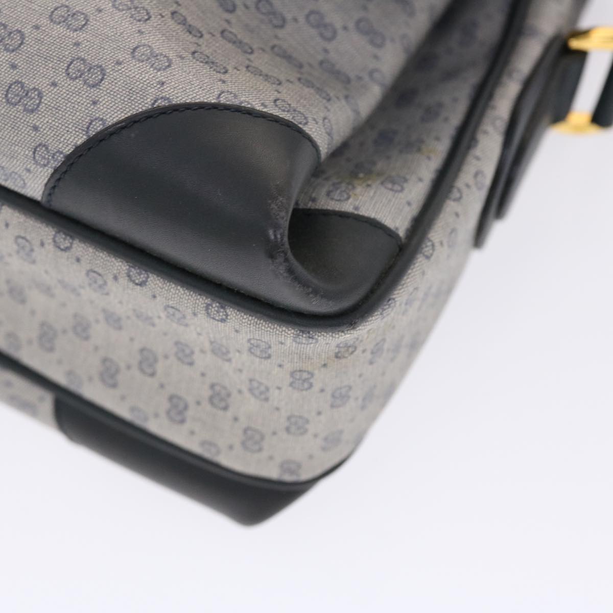 GUCCI Micro GG Canvas Shoulder Bag PVC Leather Navy Gray 001.116.0924 49881