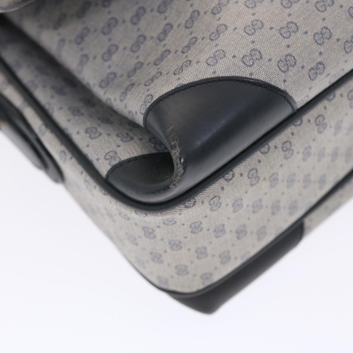 GUCCI Micro GG Canvas Shoulder Bag PVC Leather Navy Gray 001.116.0924 49881
