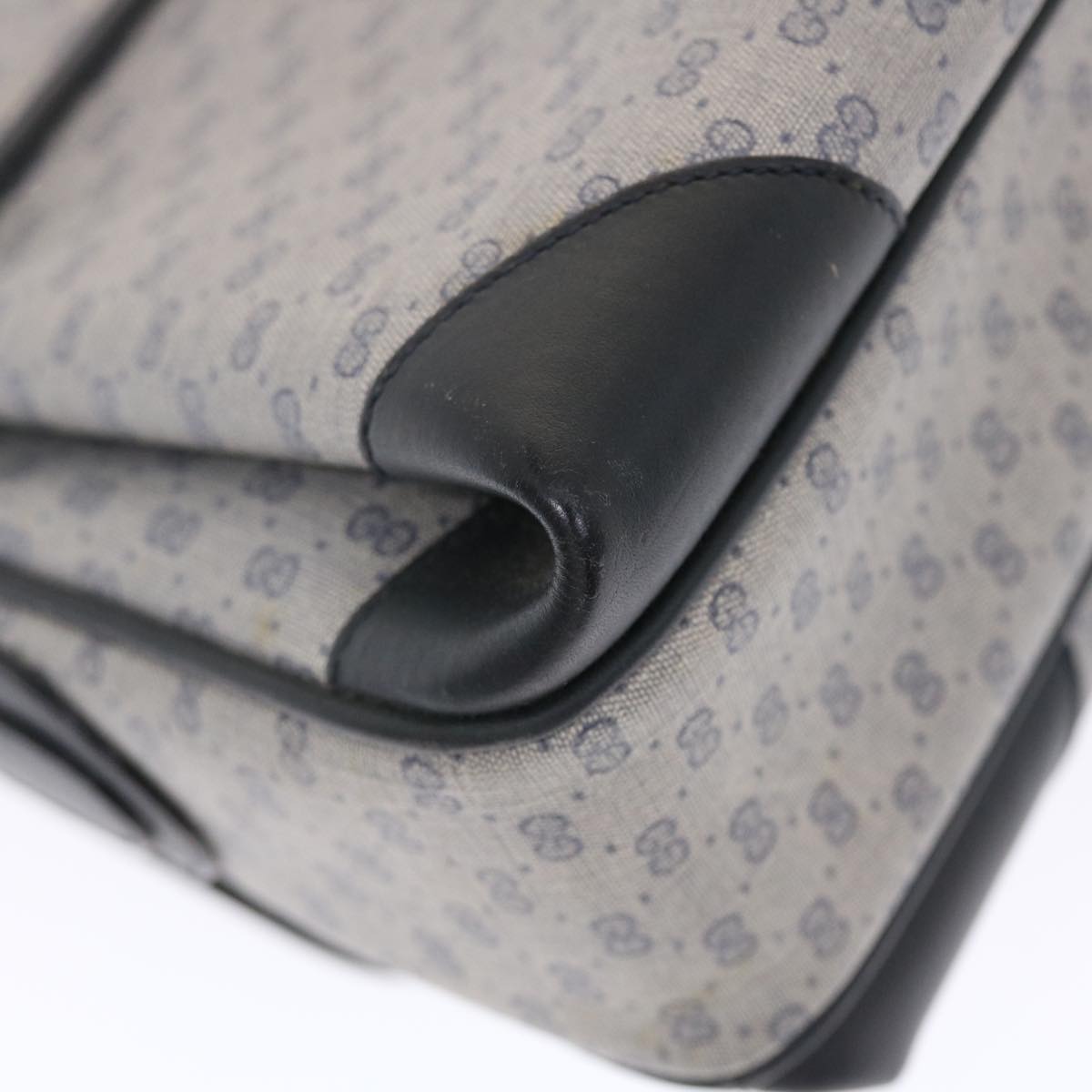 GUCCI Micro GG Canvas Shoulder Bag PVC Leather Navy Gray 001.116.0924 49881