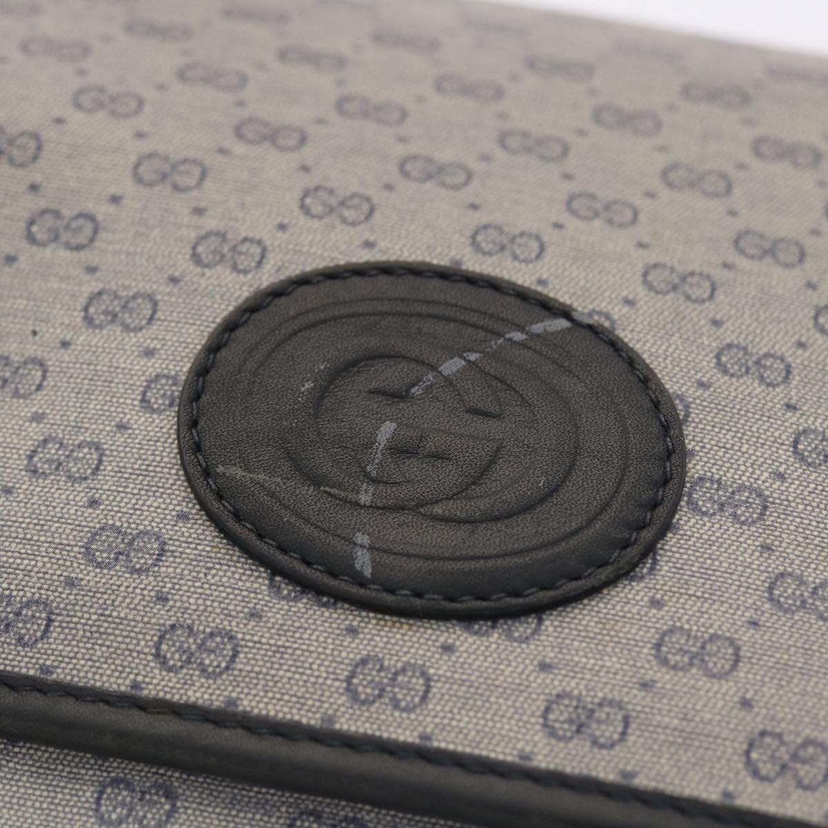 GUCCI Micro GG Canvas Shoulder Bag PVC Leather Navy Gray 001.116.0924 49881