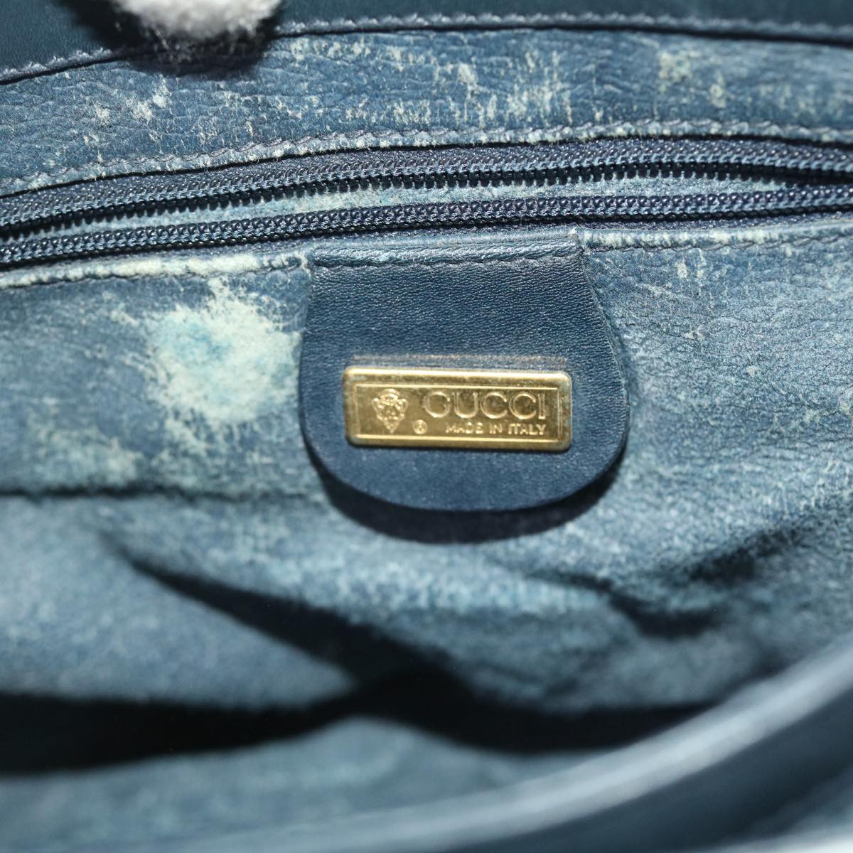 GUCCI Micro GG Canvas Shoulder Bag PVC Leather Navy Gray 001.116.0924 49881