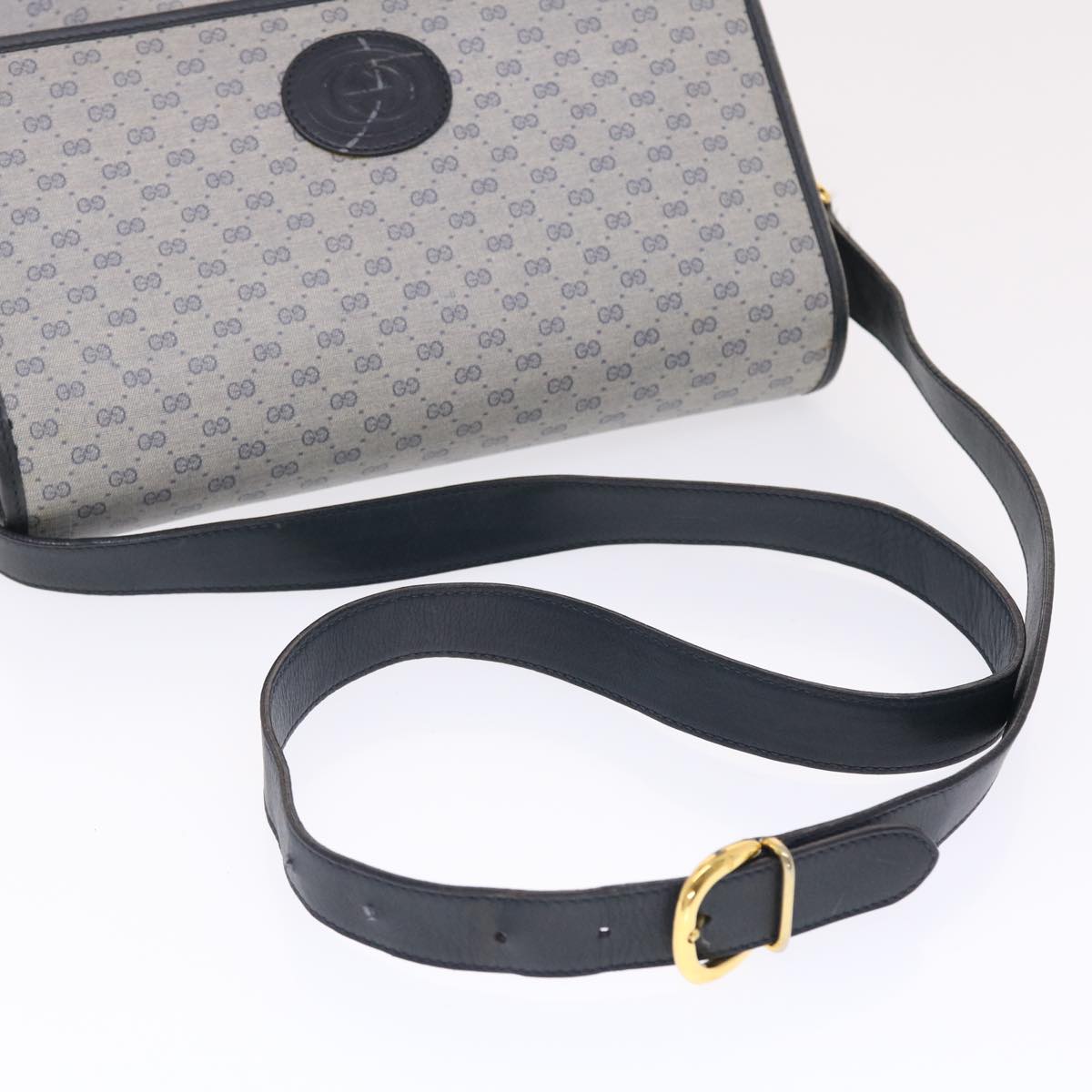 GUCCI Micro GG Canvas Shoulder Bag PVC Leather Navy Gray 001.116.0924 49881