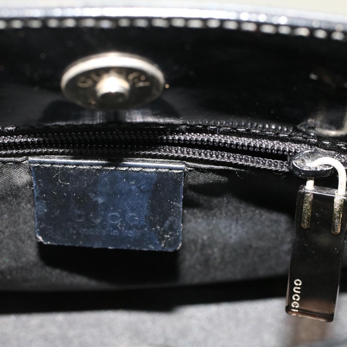 GUCCI Bamboo Hand Bag Nylon Black 49945